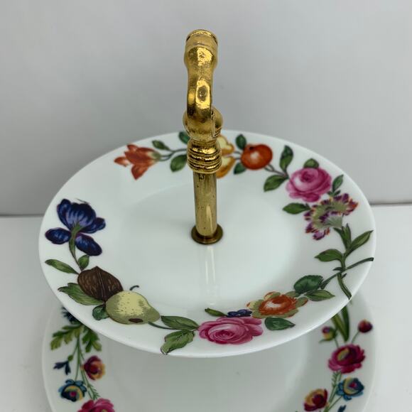 Porcelaine de Paris Tiered Flower Trimmed Porcelain Serving Plate - Picture 6 of 9